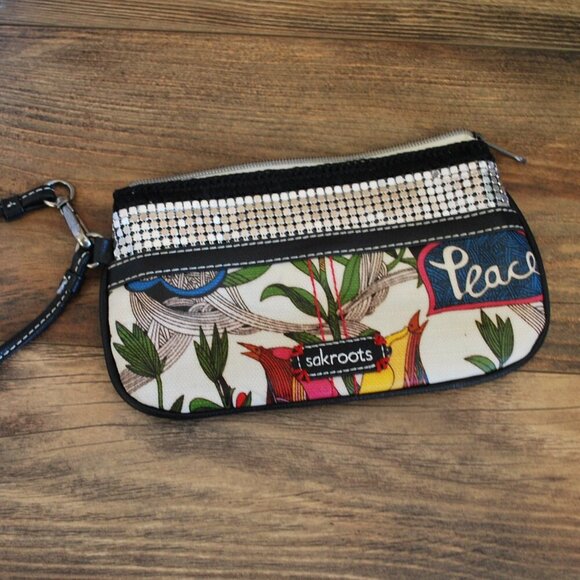 Sakroots Peace Love Wallet Wristlet Multi Color Floral - Picture 1 of 6